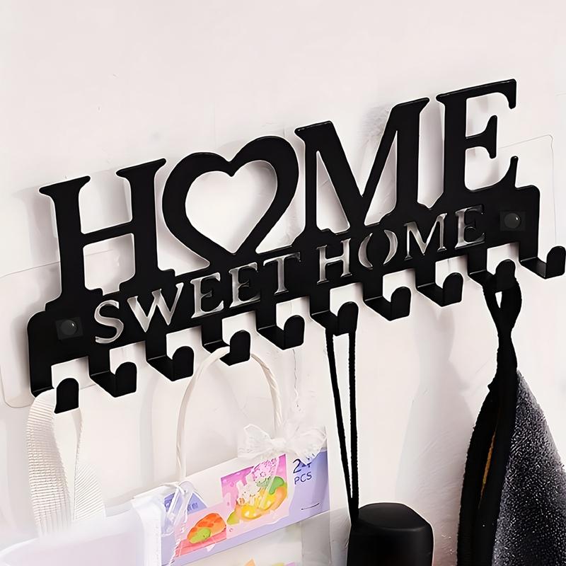 1PC Black Metal Key Holder Wall Mounted Key Holder Sweet Home Design Style Key Holder with 10 Hooks