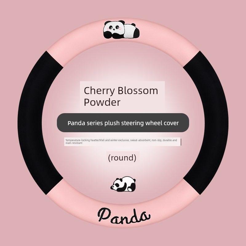

Leapmotor T03 S01K C11 Car Steering Wheel Cover Winter Plush Cute Warm Non-Slip Protective Cover for Women Brown Bear Sakura Pink-Round [Special for C11]