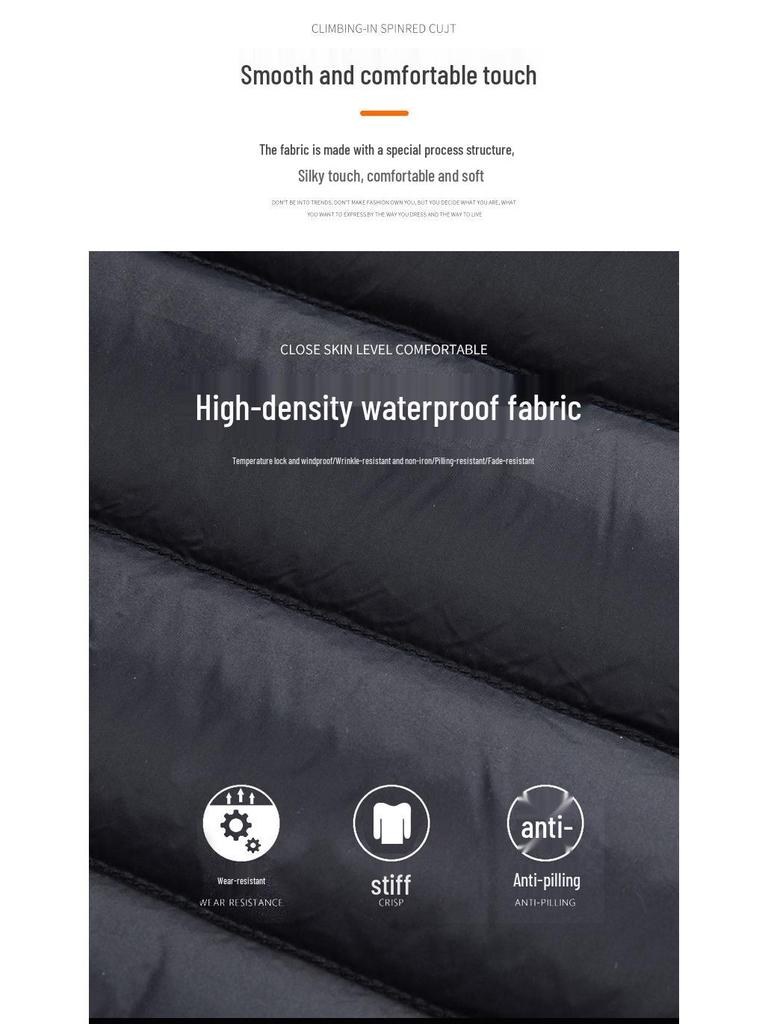 Men's Lightweight Down Vest - Sleeveless, Stand Collar, Short Style, Warm White Duck Down, Autumn/Winter Collection.