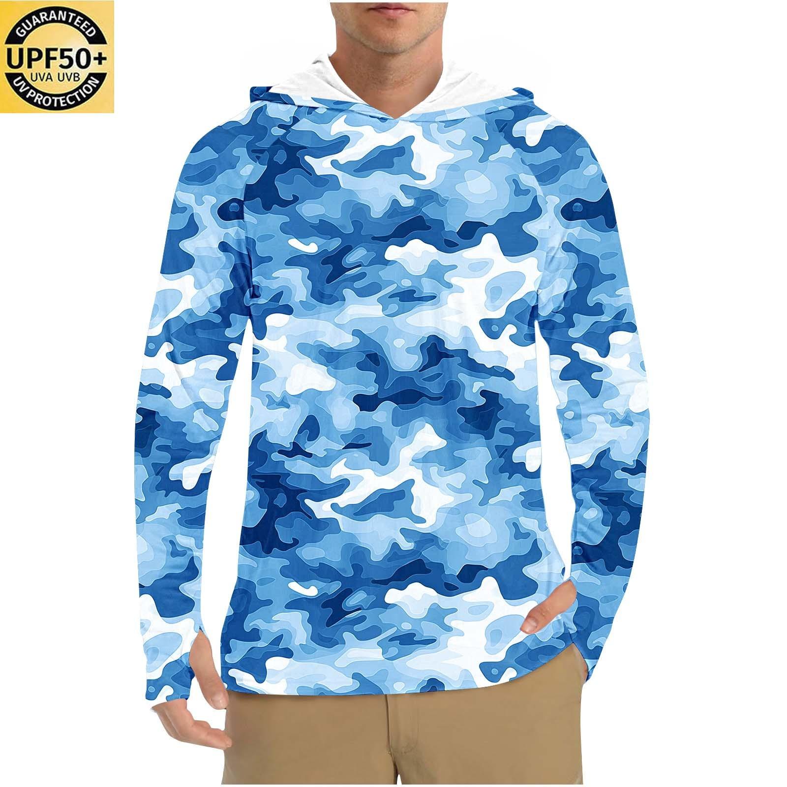 

Мужская рубашка с защитой от солнца UPF50+, быстросохнущая рубашка с длинным рукавом, рубашка для бега, тренировок, рыбалки XL небесно-голубой