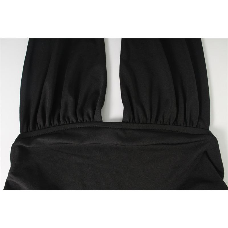 Women's Spring and Summer Fashion Temperament Sexy Pure Desire Low-cut Big V-neck Neck Neck Beautiful Backpack Hip Dress