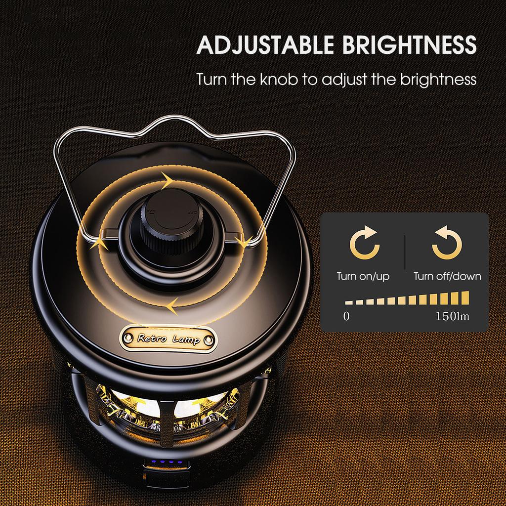 Rechargeable Vintage Lantern LED Metal Hanging Lantern Table Lamp for Indoor Outdoor Camping