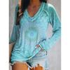 Women's Elegant V-neck Diamond Ethnic Print Long Sleeve T-shirt Soft Polyester Perfect for Autumn and Winter Casual Wear Tops