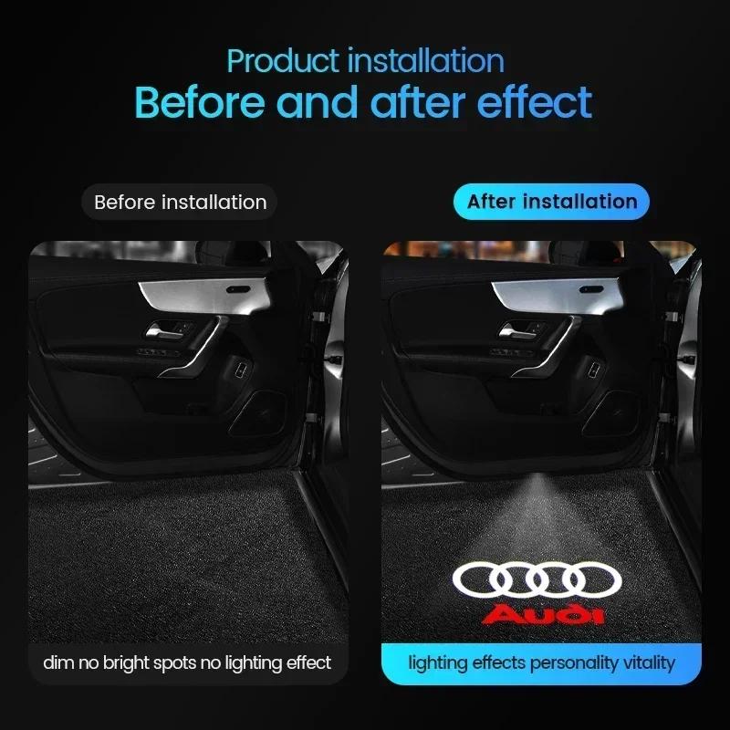 Car Door Decoration Laser Projector Logo Lights LED HD Welcome Lamp For 5rvdf A1 A3 8P 8V A4 A5 A6 A7 A8 Q3 Q5 Q7 Q8 Sline TT RS rvdf5