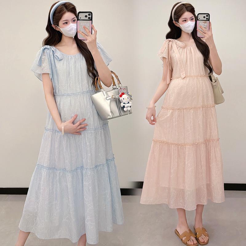 2026 Elegant Slimming Maternity Cake Dress Extra Large