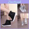 Elegant Black Women High-top Canvas Shoes With Comfortable Flat Soles For All-day Wear