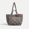 Large Capacity Grey Tote Bag Women Harajuku Bow Chic Canvas Handbag Messenger Bag Ladies Casual Crossbody Bags Aesthetic