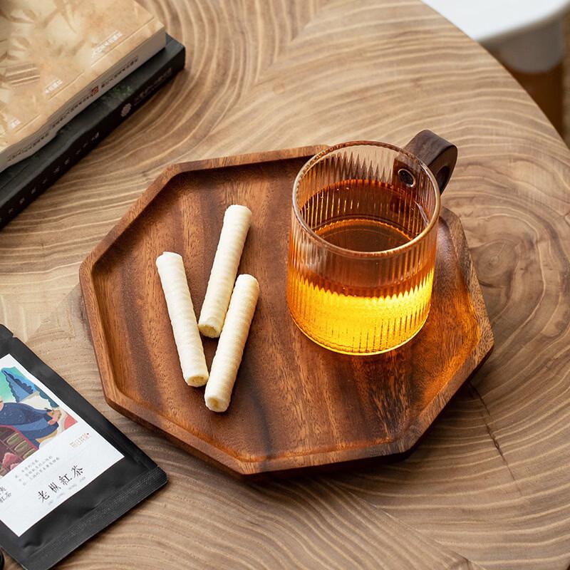 Japanese Style Walnut Wood Octagonal Serving Tray