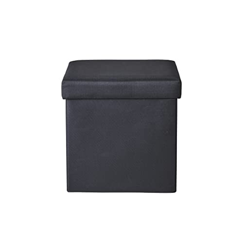 [BLKP] Pearl Metal Storage Stool Box with Lid, Ottoman Chair, Folding, Small, Black, N-7899