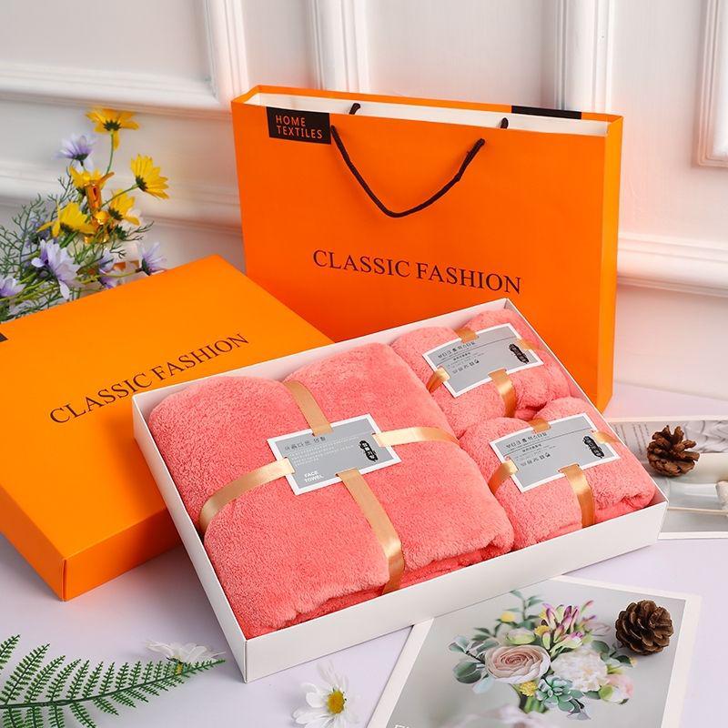 Coral Fleece Towel Set: Bath & Gift Box, Three-Piece Souvenir for Annual Meeting