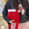 New Year Christmas Shoulder Bag Large Capacity Irregular Red Plush Bag Gifts Party Props Glove Crossbody Bag