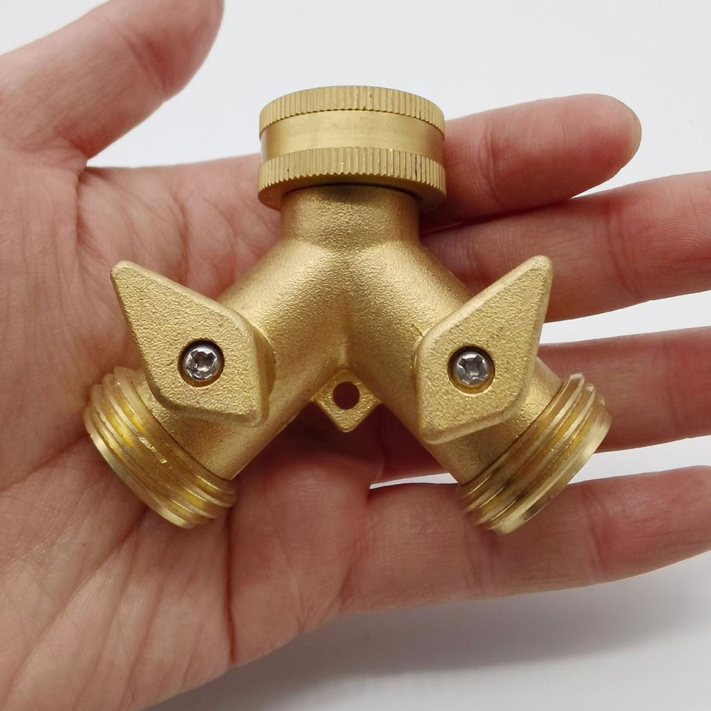 2 Valves Garden Hose Adapter 2 Way Y Hose Splitter Leakproof Connector for Splitting Water Spigot Outlets Efficiently