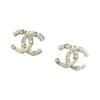 CHANEL double c logo rhinestone earrings women's gold