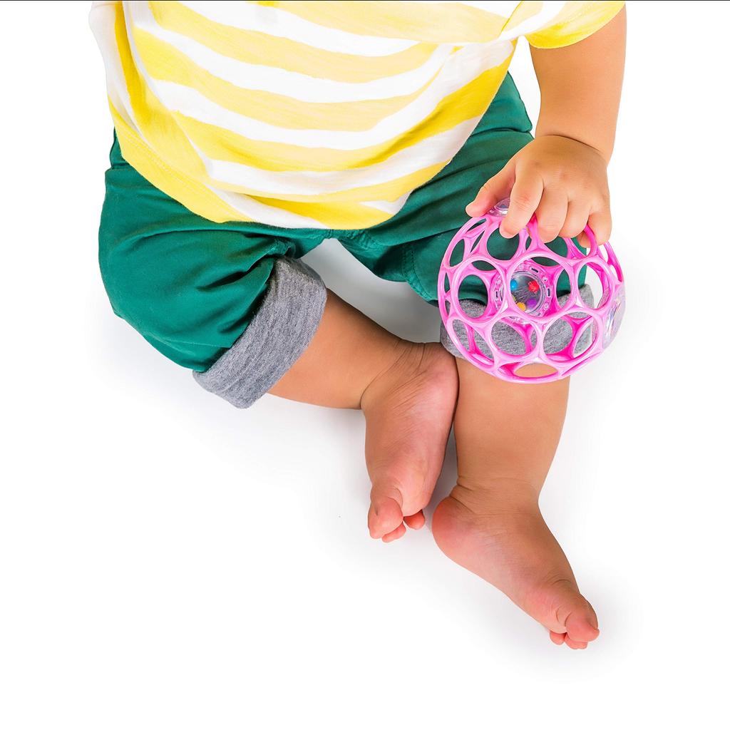 Bright Starts Oball Rattle Stroller Teething Toy for Babies 0 Months and Baby 12030 - Toy, Up, Softball, Pink,