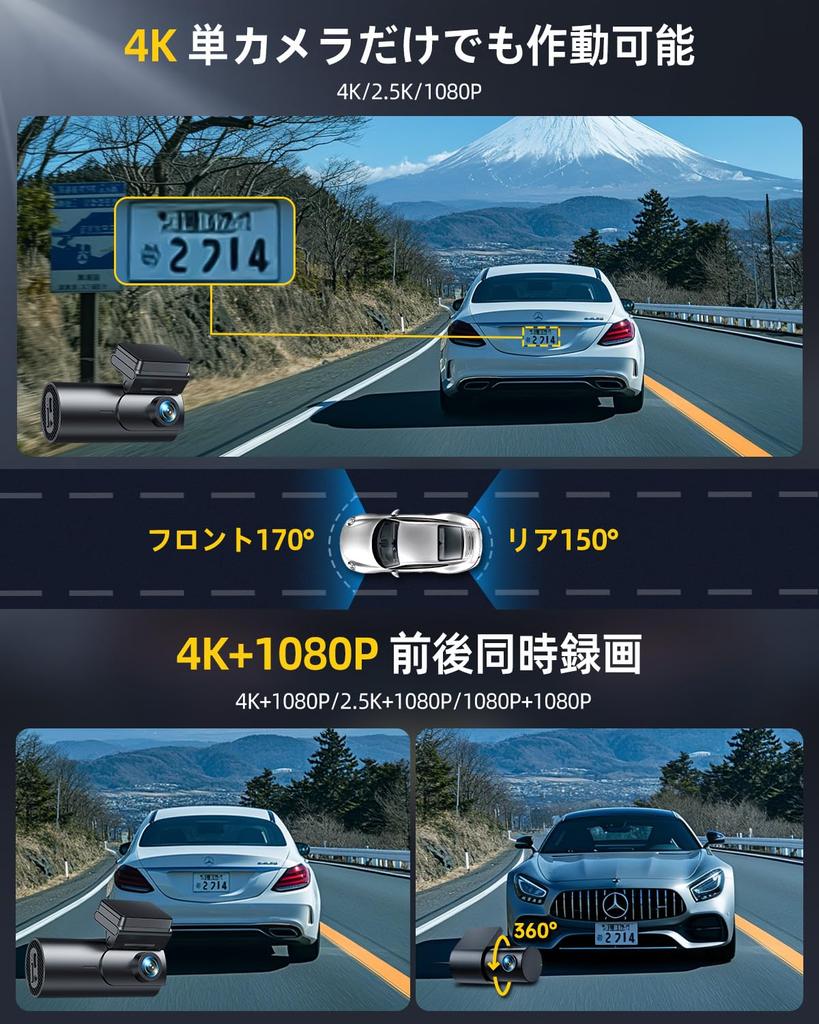 New Dash Camera, Front & Rear Camera, 4K, 1.5 inch LCD Screen, GPS, 5