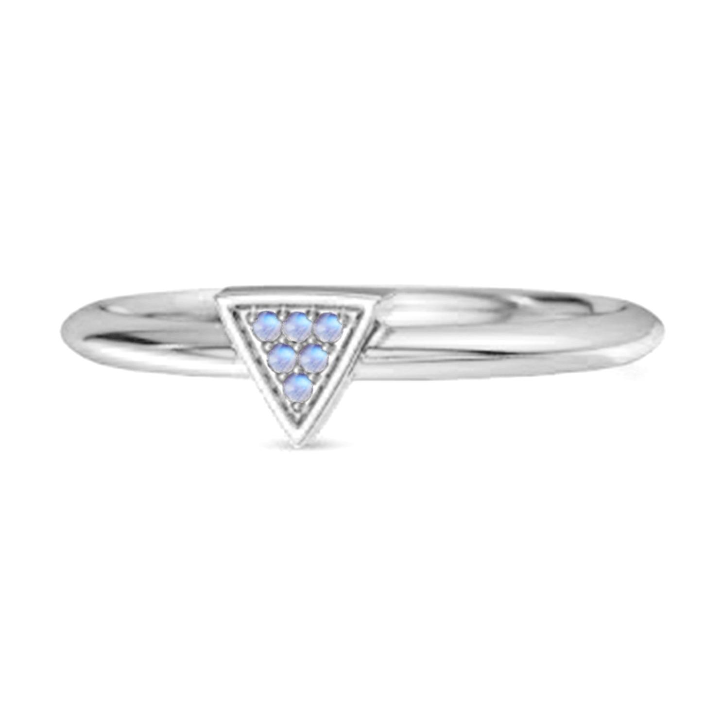 Moonstone Minimalist Geometric Ring-  925 Sterling Silver 10 белого золота