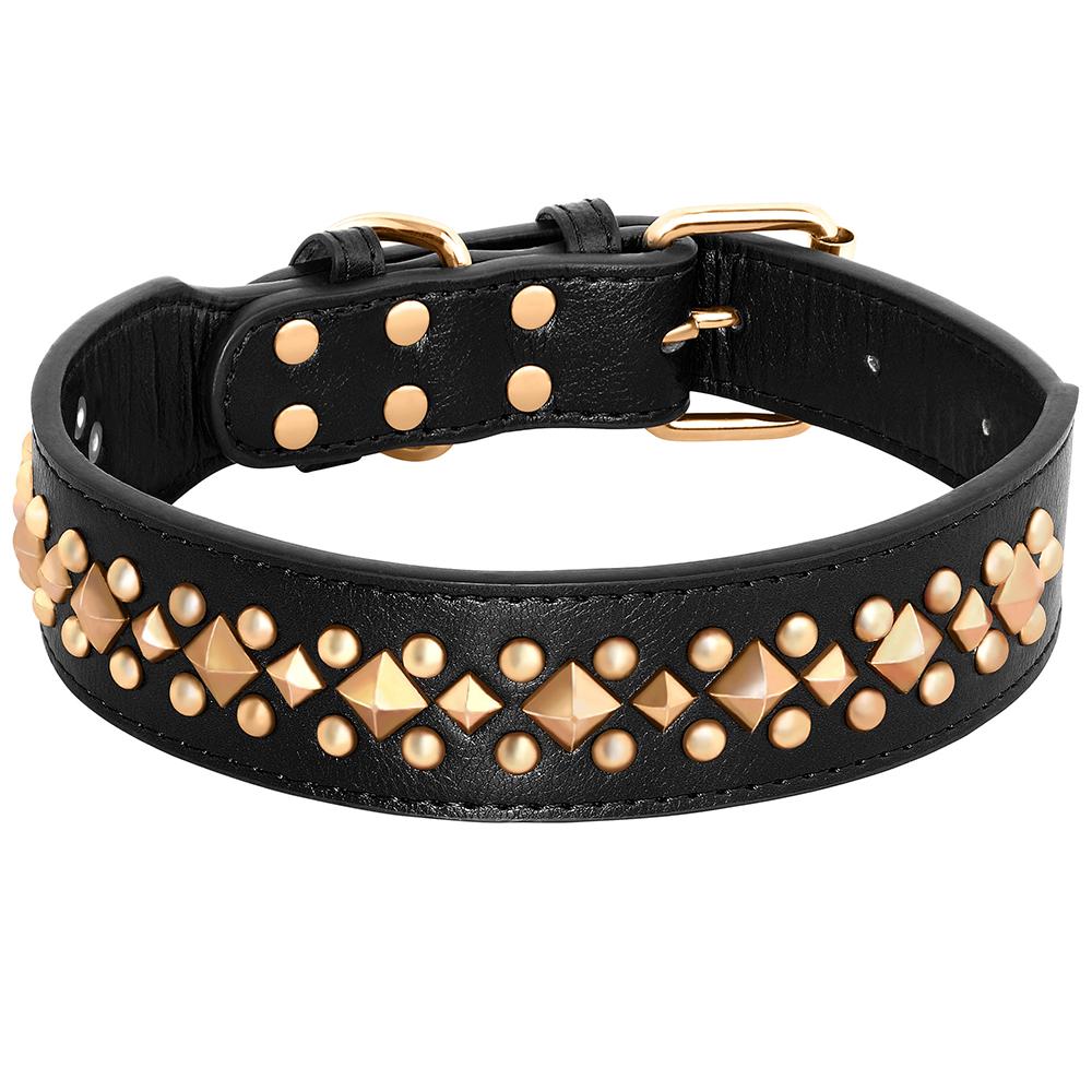 Durable Leather Dog Collar Spiked Studded Dog Collars Adjustable Pet French Bulldog Shepherd Pug Necklace for Small Large Dogs
