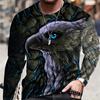 2025 Bully Eagle Printed Long Sleeve Tops Animal Men's Tops Casual Loose Round Neck Long Sleeve Tops Peplum Long Sleeve Clothing