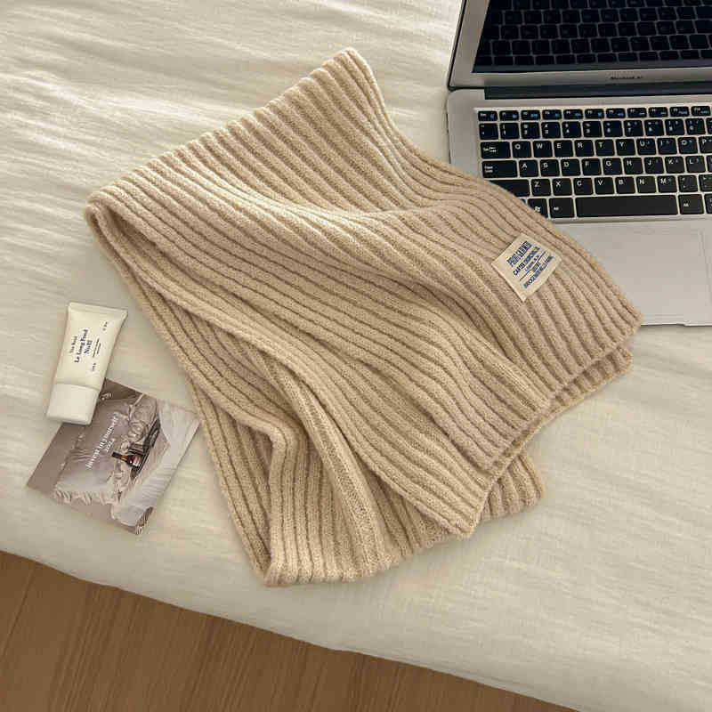 Woolen Knitted Brown Color Scarf Women'S Season Thickened Couple Warm Student Solid Color Men'S Scarf