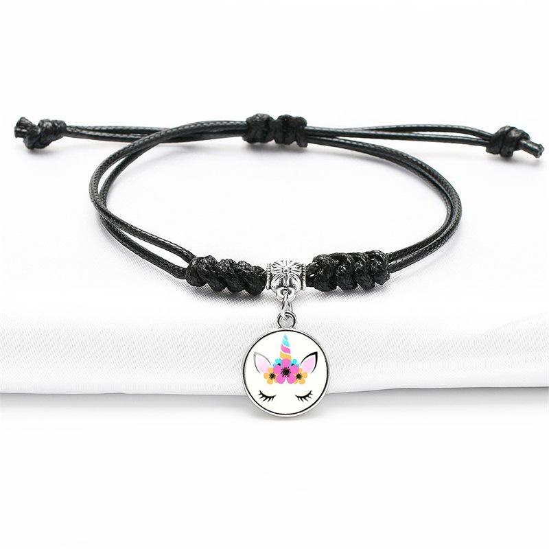 Purple Unicorn Gemstone Bracelet For Children Cartoon Style With Flying Horse Pendant