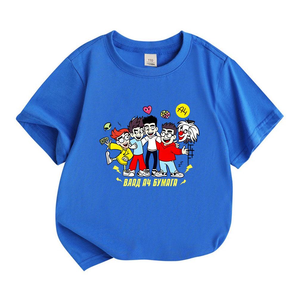 Kids Boys Girls Casual Short Sleeve O-Neck 100% Cotton T-Shirt Cute Cartoon Friends Group Print Soft Breathable Summer Tops for Children Daily Wear Bi