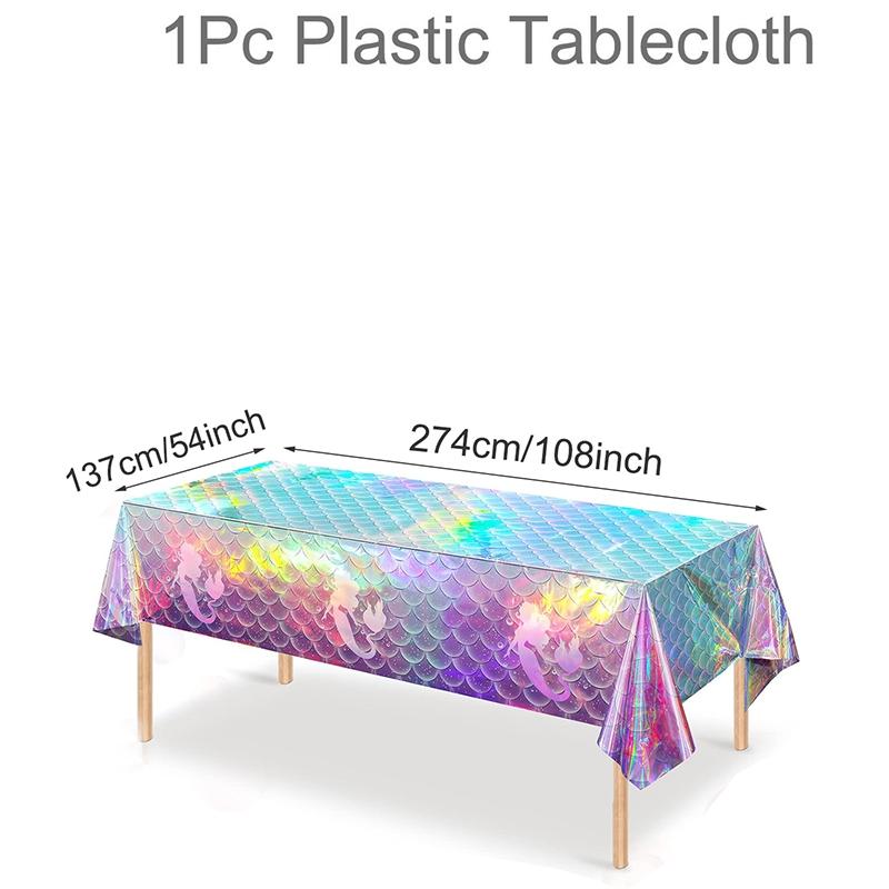 Mermaid Iridescence Plastic Tablecloths,Mermaid Laser Table Cloths for Girls Birthday Wedding Disco Mermaid Themed Party Decor