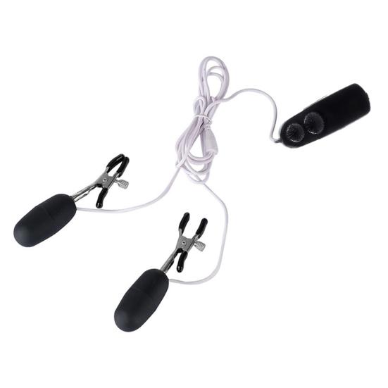 1Set Cozy Breast Clip Unique Smooth Metal SM Nipple Flirting Clip Massage Vibrator Egg for Sex