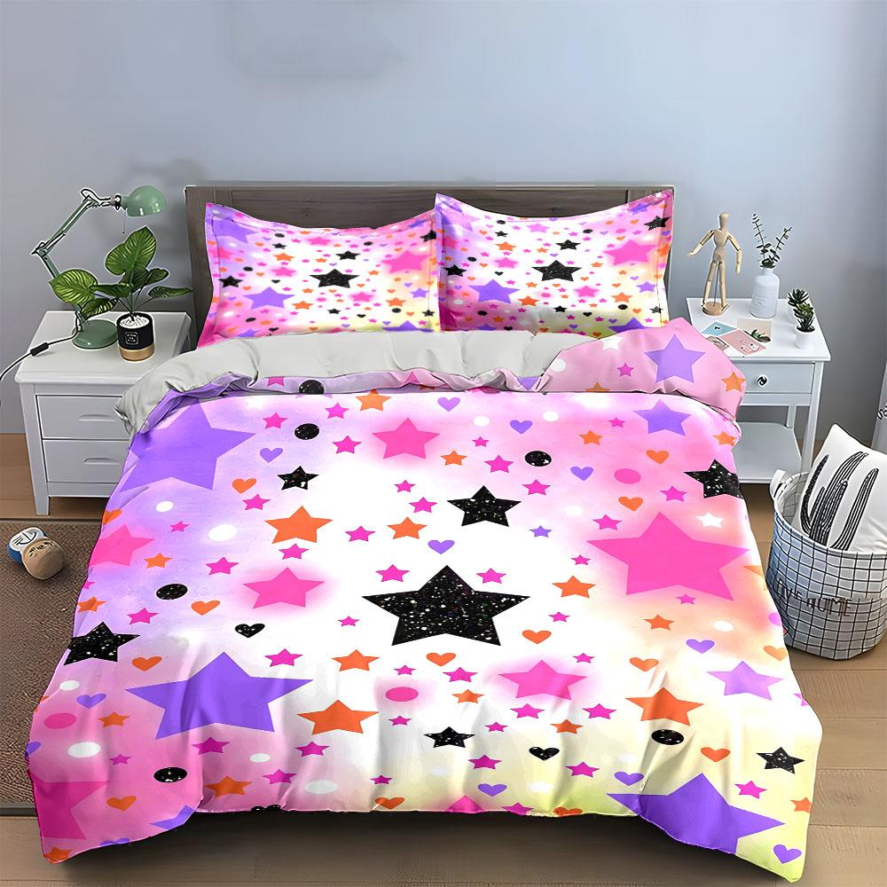 Colorful Starry Bedding Set Bedding Duvet Cover Set Duvet Cover Pillowcases (1 * Duvet Cover 2 * Pillowcases, without duvet insert)