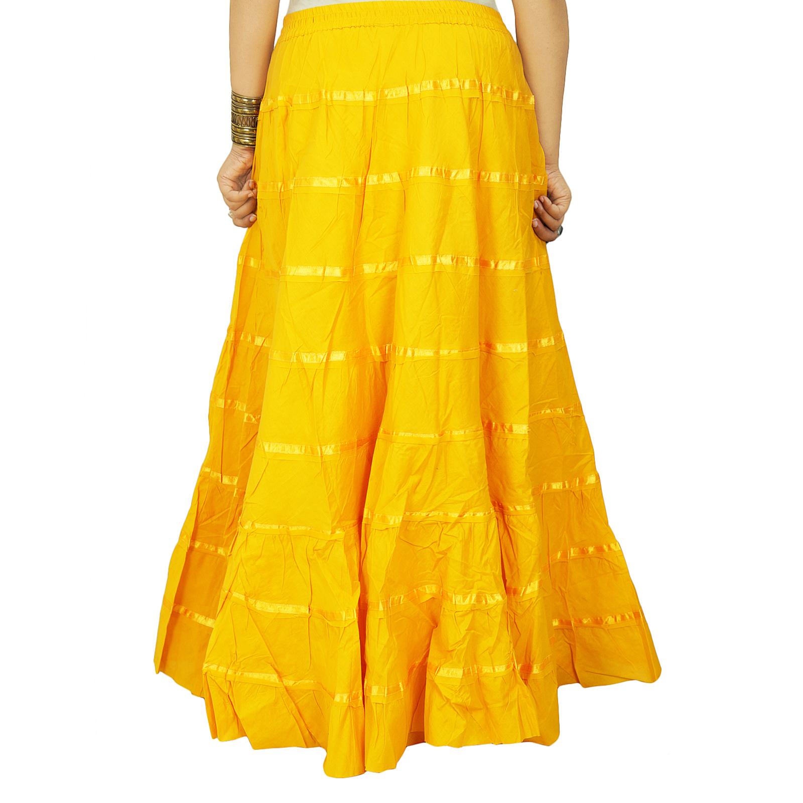 

Beach Wear Cotton Skirt Long Maxi Boho Hippie Lace Women Clothing One size жовтий