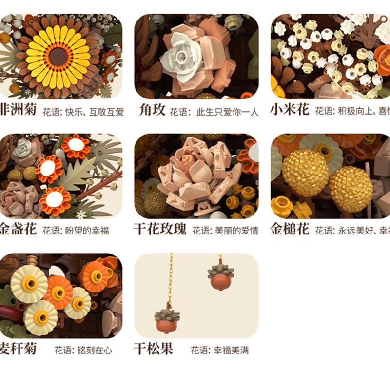 DIY Plants Art Wall Flowers Simulated Sunflower Living Room Pendant Building Blocks Model Bricks Kids Sets Toys