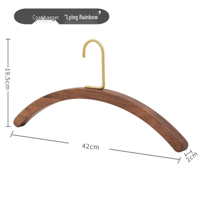 Nordic Style Black Walnut Semi-Circular Clothes Rack with Brass Hanger for Pants and Wedding Dress