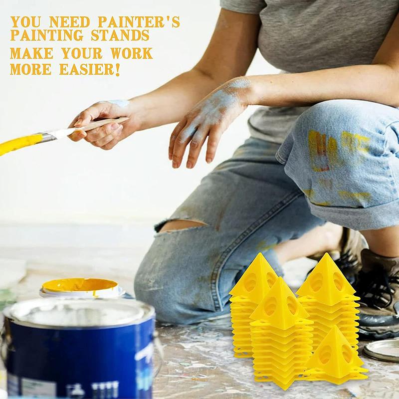 10Pcs Plastic Pyramid Stands Set Triangle Paint Pads Non-Stick Painting Feet Pad Cone Stands For Carpenter Painter Accessories