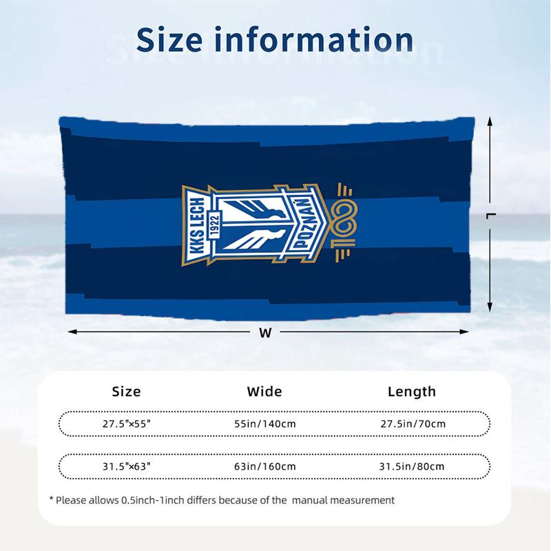 KKS Lech Poznan (1) Theme Beach Towel Sand Resistant Soft And Comfortable Suitable For The Pool Camping Yoga And Diving A Travel Essential
