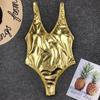 Ladies Bright Leather Sexy Swimsuit Beach Gold and Silver Two-color Swimsuit One-piece Swimsuit