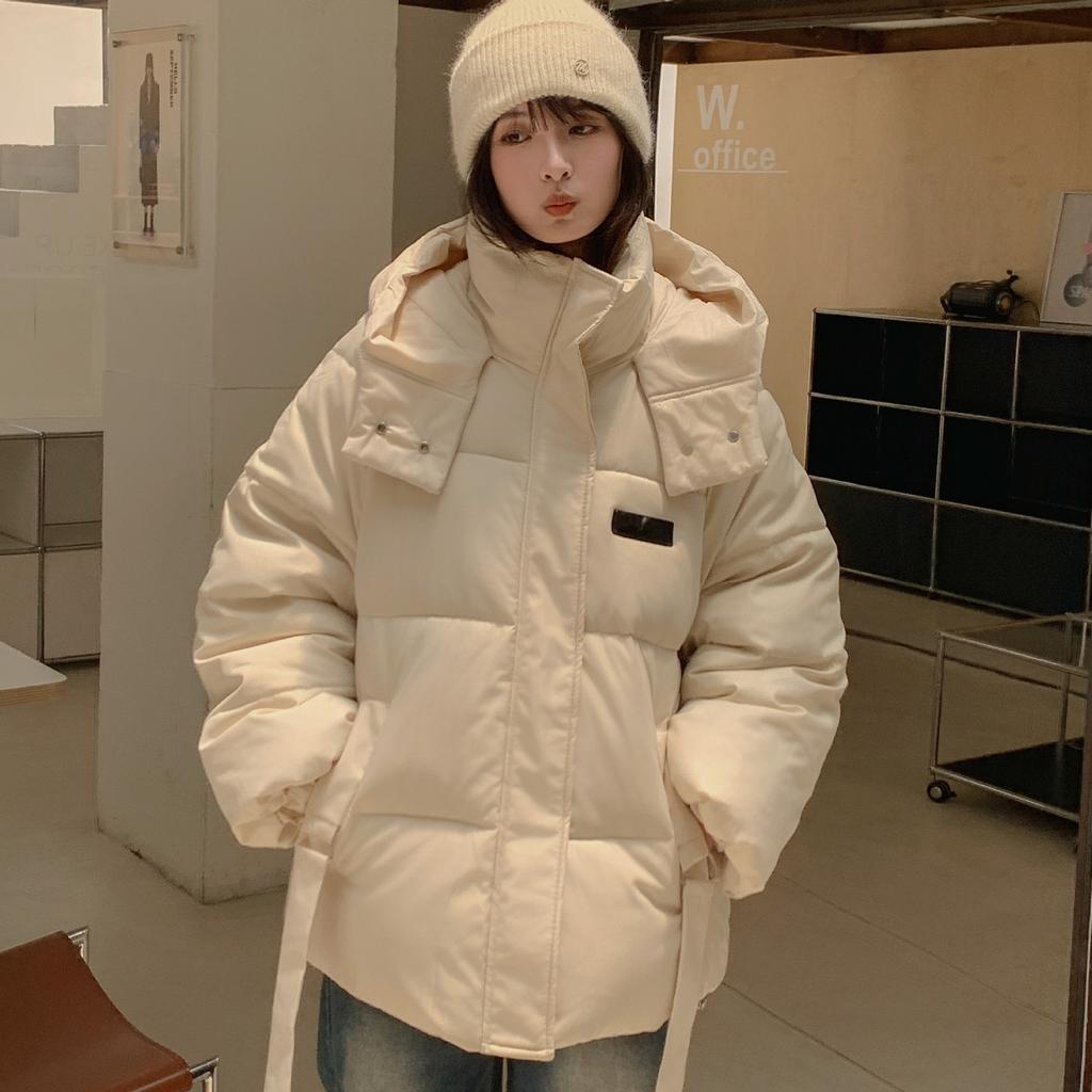 2025 winter new Korean down padded jacket women's loose hooded short cotton jacket padded jacket thickened student bread suit