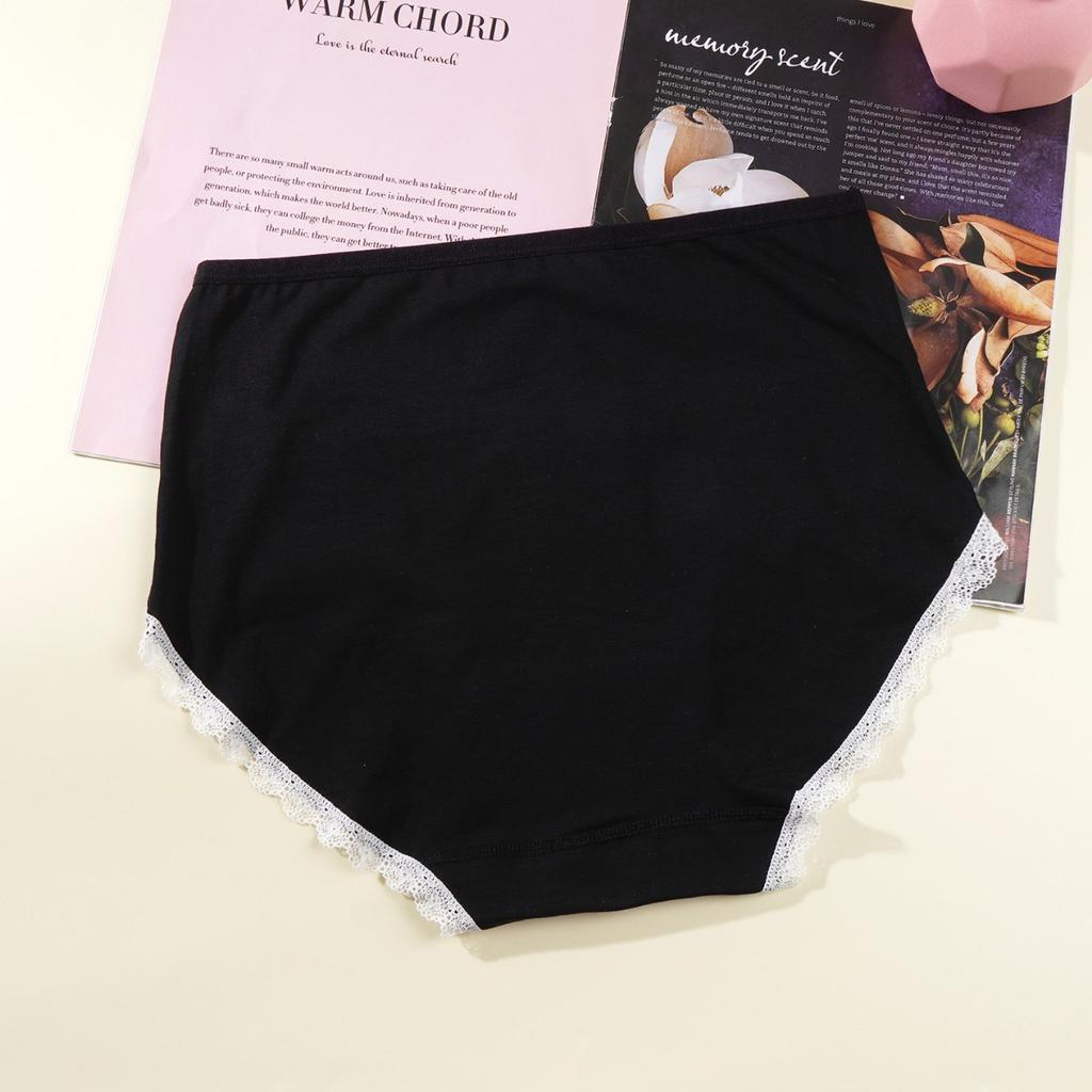 Plus Size Ladies Spring and Summer Lace Comfortable Pure Cotton High Bounce Non Mark Mid Waist Briefs