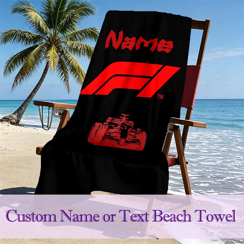 F1 Racing Car (13) Beach Towel, Multi-purpose Beach Towel Perfect for Camping and Beach Vacations