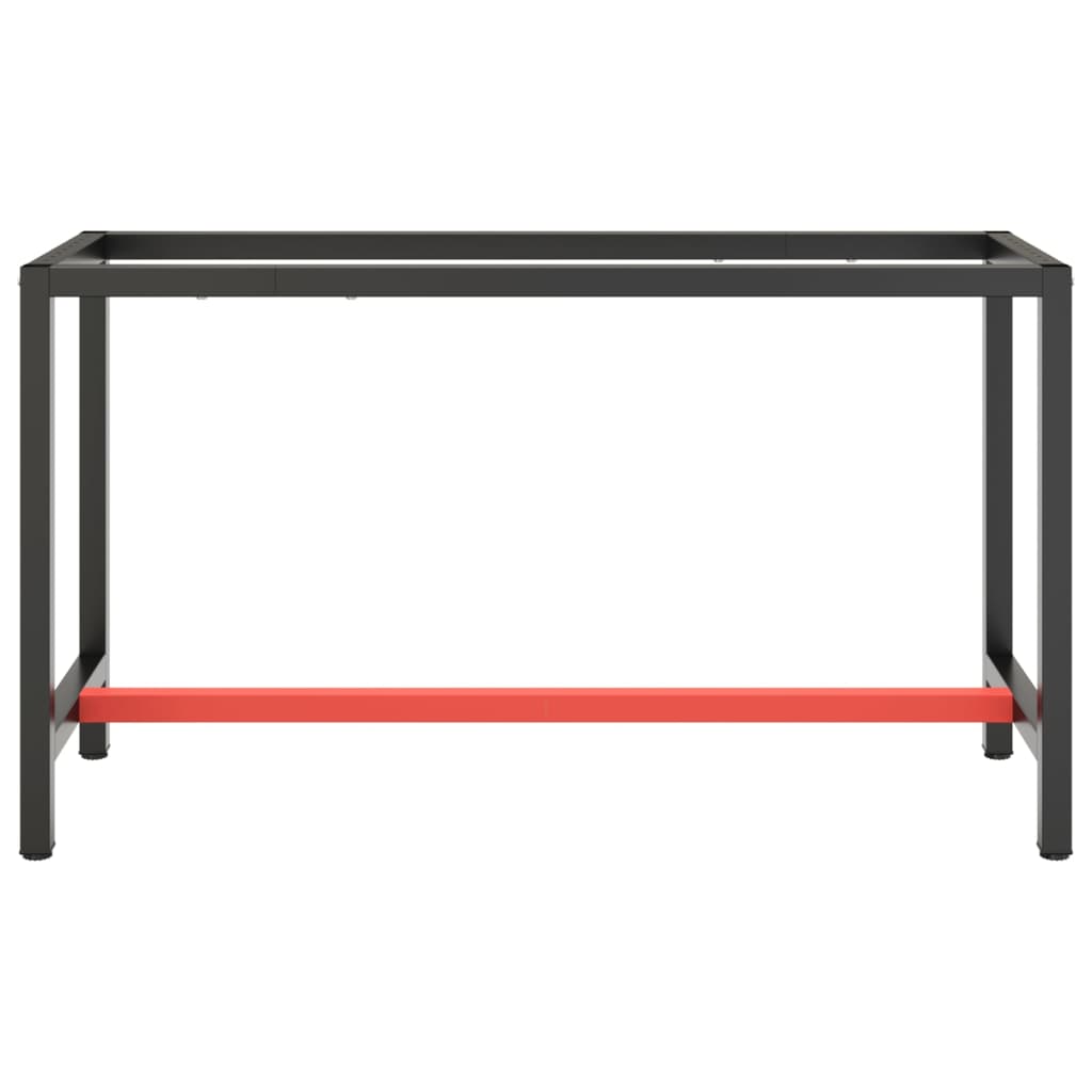 Workbench Frame Matte Black and Matte Red 140 x 50 x 79 cm Metal