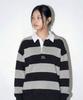 THE GREEN LAB Striped Rugby Collar Sweatshirt [Melange Black]