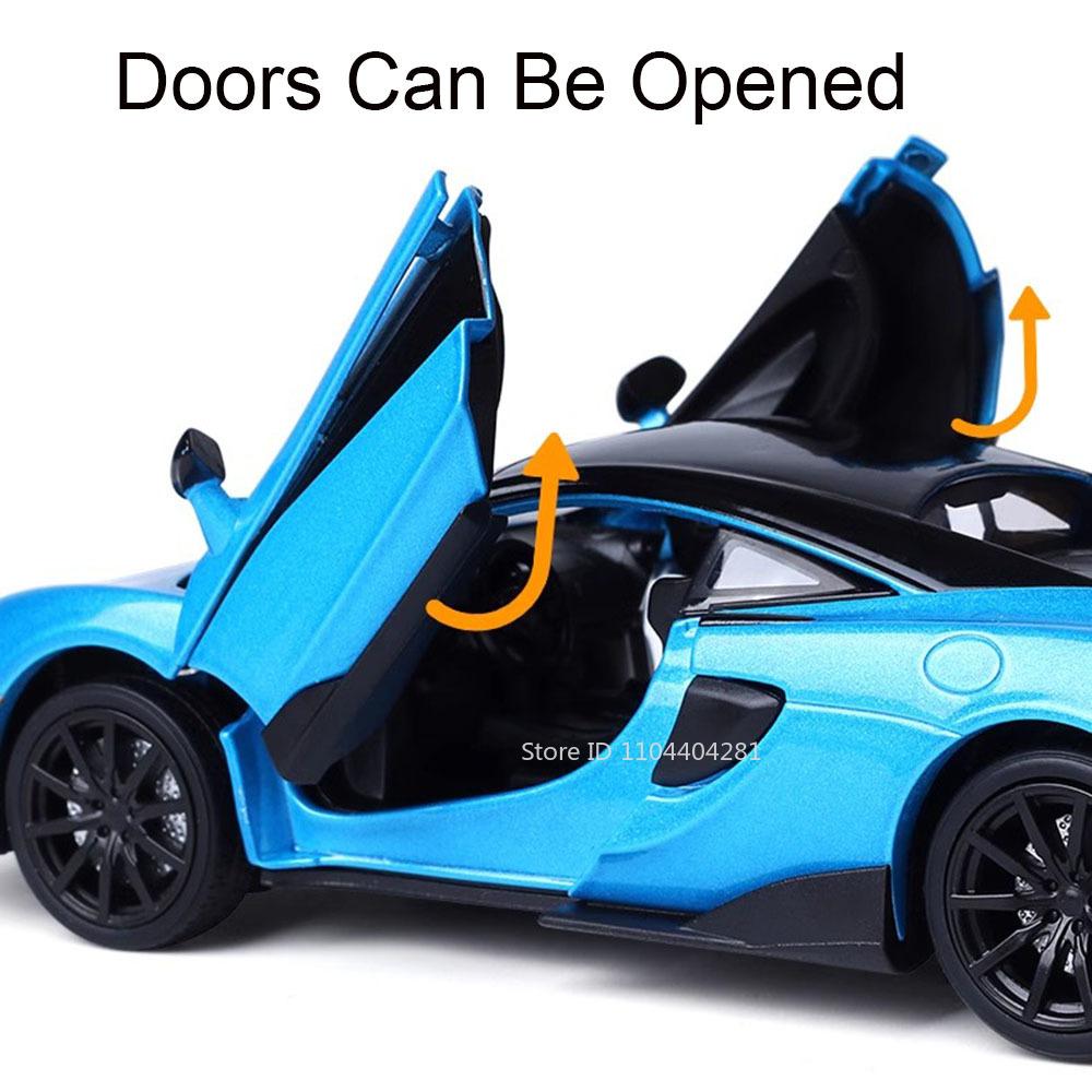 1:32 600LT 765LT Modell Legierung Druckguss Auto Spielzeug Ornament Türen Geöffnet Sound Licht Rückzieher Miniatur Fahrzeug für Kinder Perfektes Geschenk
