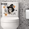 Cute Ghost Bathroom Wall Murals Halloween Toilet Seat Cover Stickers, Scary 3D Crack Skeleton Creative Tank Decorations Lid Decals, Waterproof
