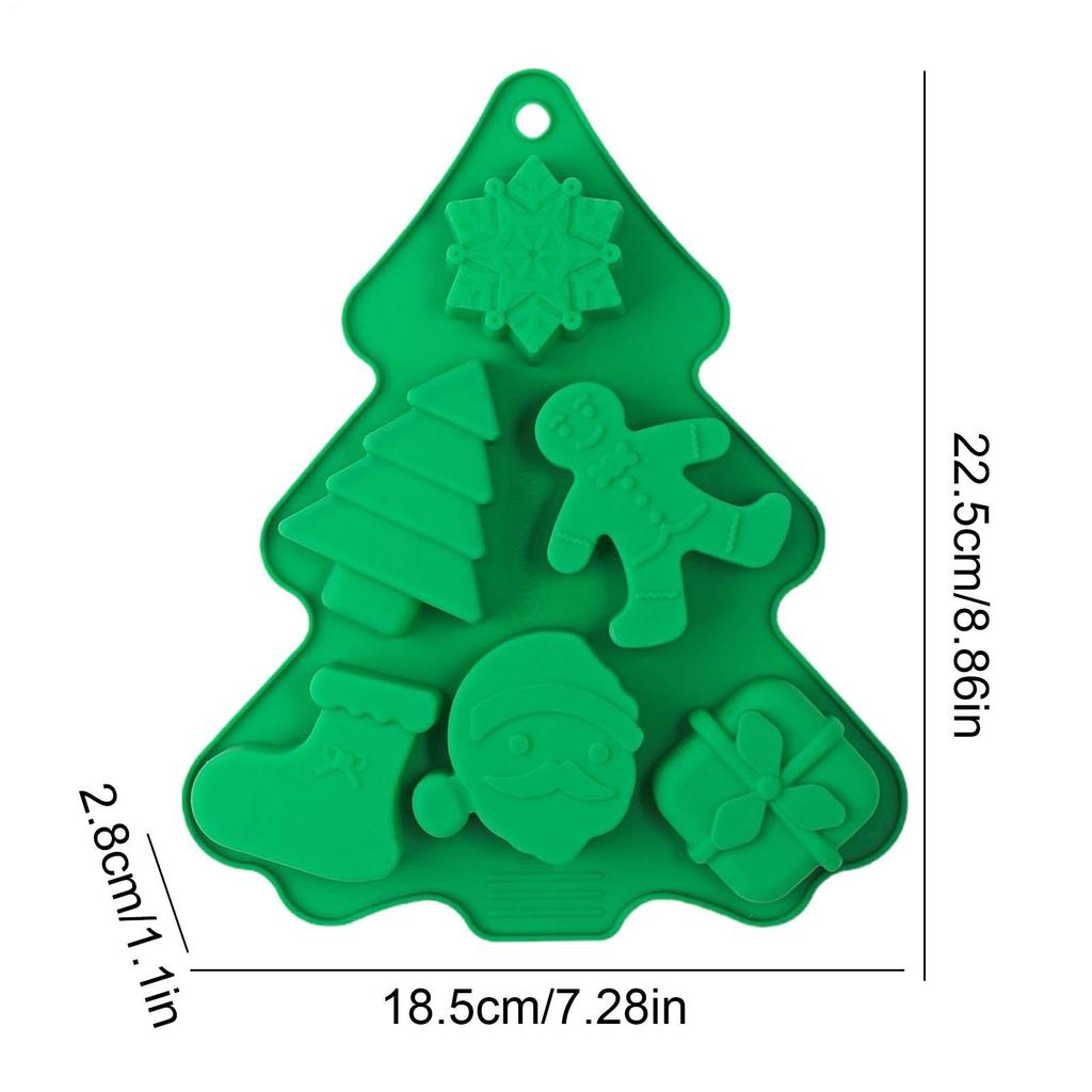 Christmas Tree Silicone Mold 6-Cavity Santa Claus Snowflake Cake Baking Mold Non-stick Christmas Fondant Mold For Thanksgiving