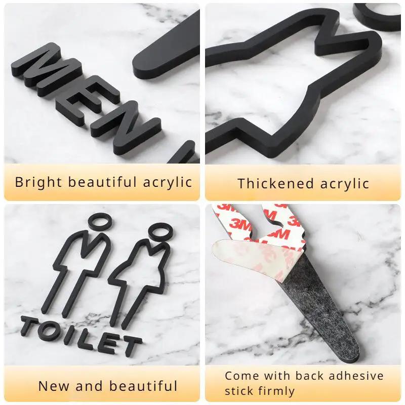 Naklejki ścienne Toaleta Łazienka Drzwi WC Znak wejściowy Dekoracja domu Kreatywne czarne wzory Naklejki ścienne Tapeta Znak domu
