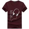 Men's Summer Short-Sleeve T-Shirt with Cartoon Headphones Design
