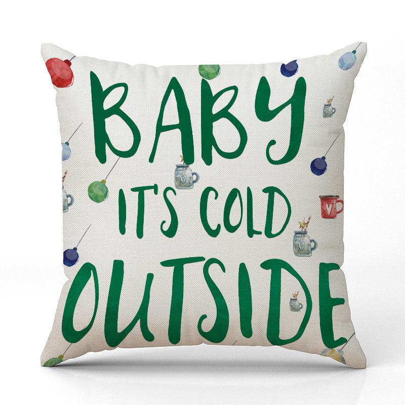 New Green Deer Christmas Pillow Cover Linen Printed Pillow Cover Festive Indoor Sofa Ornament Cushion Cover Premium