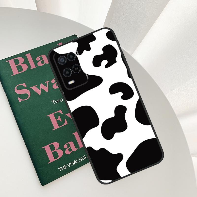 White Black Cow Print For OPPO A5 A6 Pro A15 A17 A77 A16 A76 A96 A18 A38 A58 A78 A98 A54 A74 A94 A40 A60 A80 Case