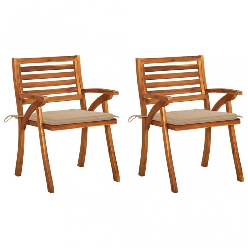 Day and Night - Day and Night Garden Dining Chairs with Cushions 2 Pcs Solid Acacia Wood