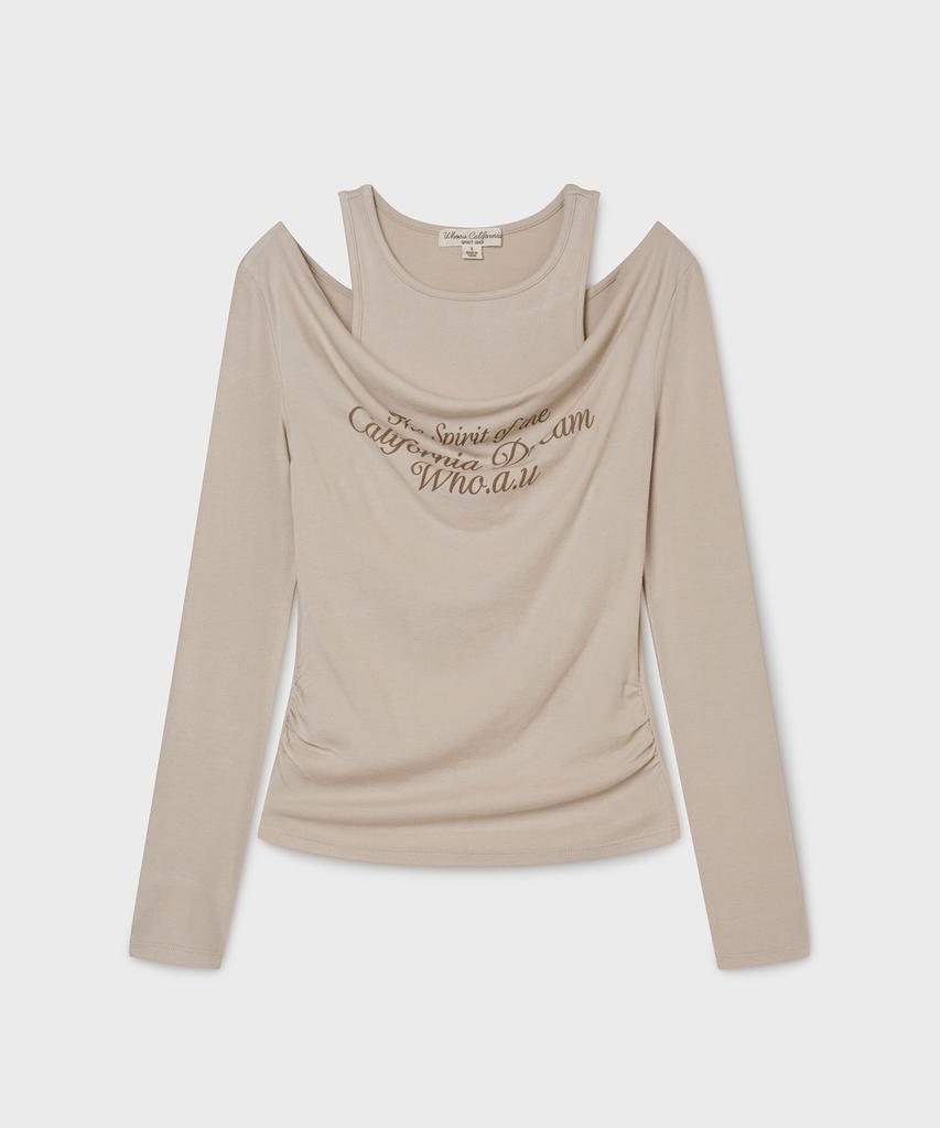 WHO.A.U Layered Off-Shoulder Long-Sleevet-Shirt/Whlag1181F