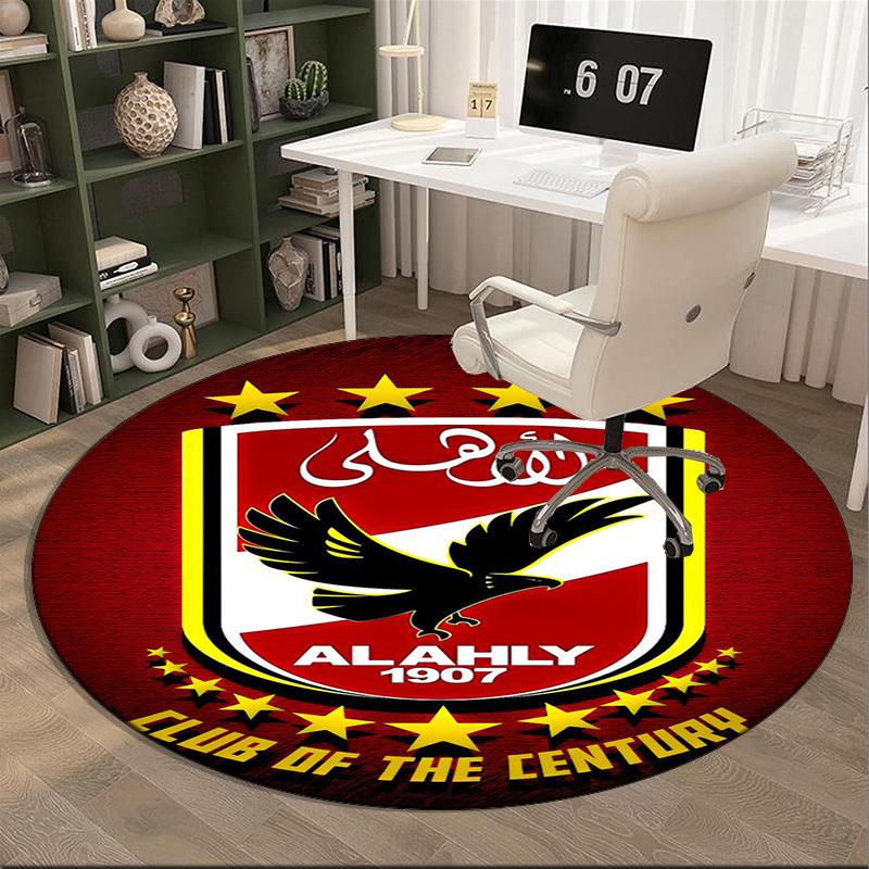 1PC round rug Ahly Football club Printed Round Area Rug ,Rug For Home Office, Round Chair Rug, Decorative Carpet Fan gifts Christmas gift