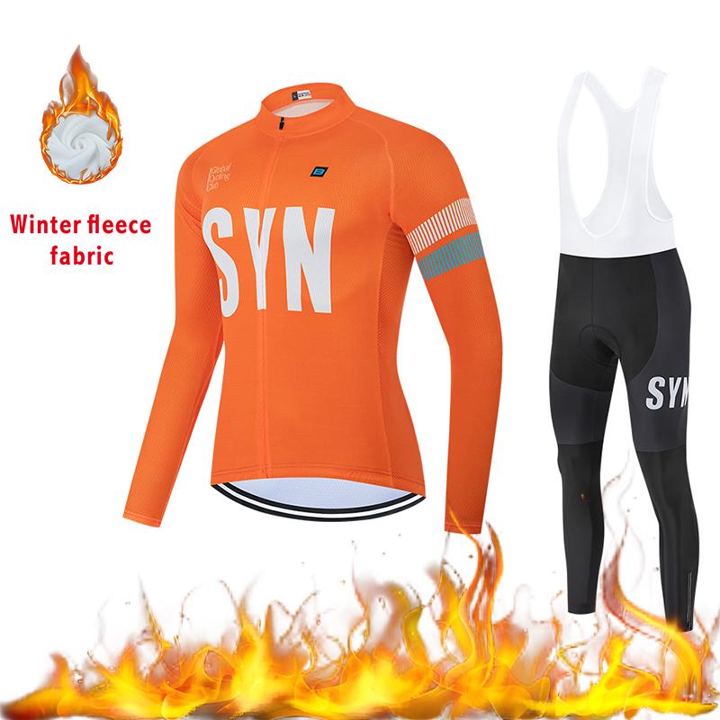 2025 Autumn and Winter Windproof Fleece Jacket Cycling Jersey Cycling Bib Men's Warm Top Road Bike Cycling Suit Long Set